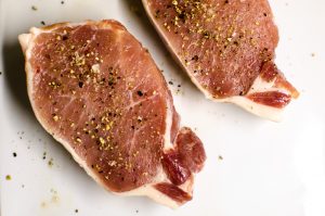Boneless pastured pork chops seasoned