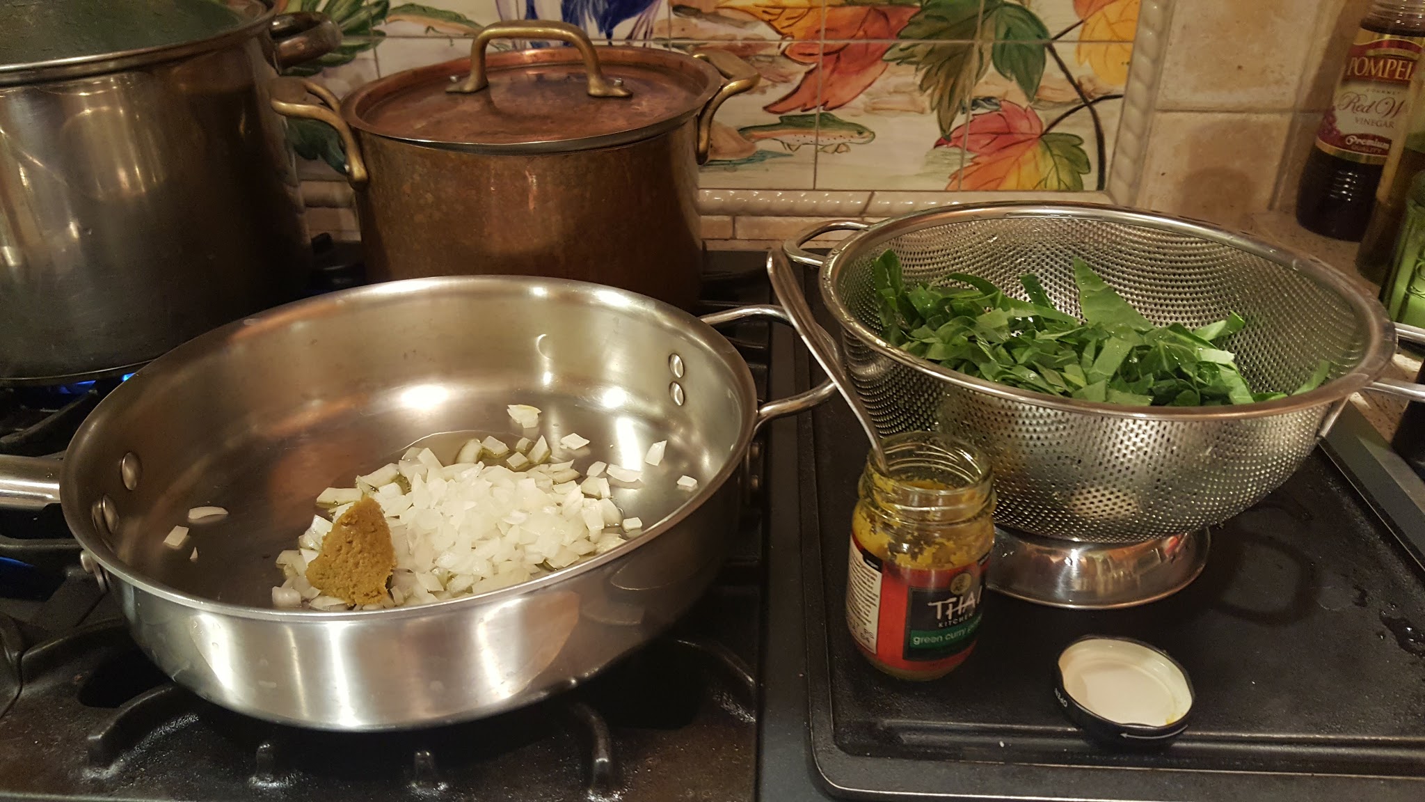 Sauté Greens in Olive Oil, Onions & 1 TBSP Curry Paste